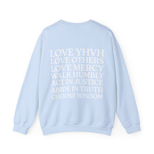 Love YHVH Crewneck Sweatshirt — Light Blue