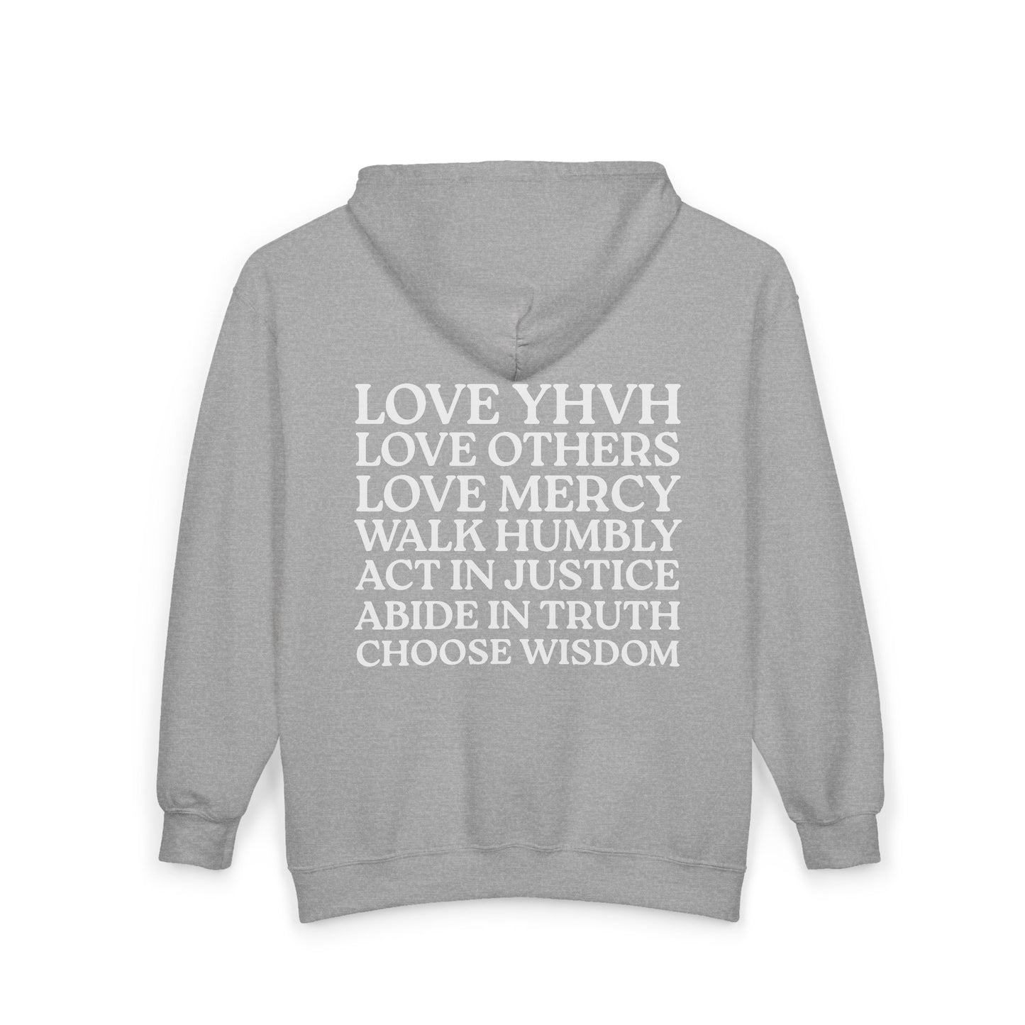 Love YHVH Full-Zip Hoodie — Grey