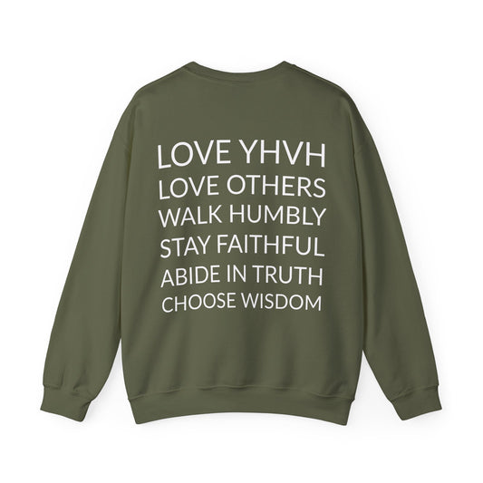 Love YHVH Adult Crewneck — Military Green