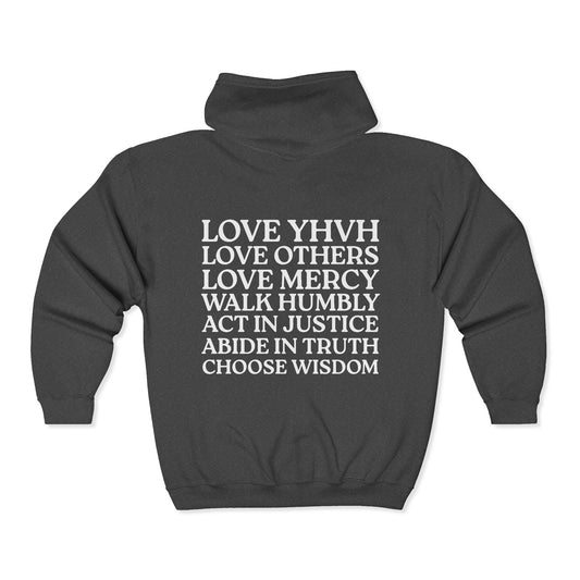 Love YHVH Full-Zip Hoodie — Dark Grey