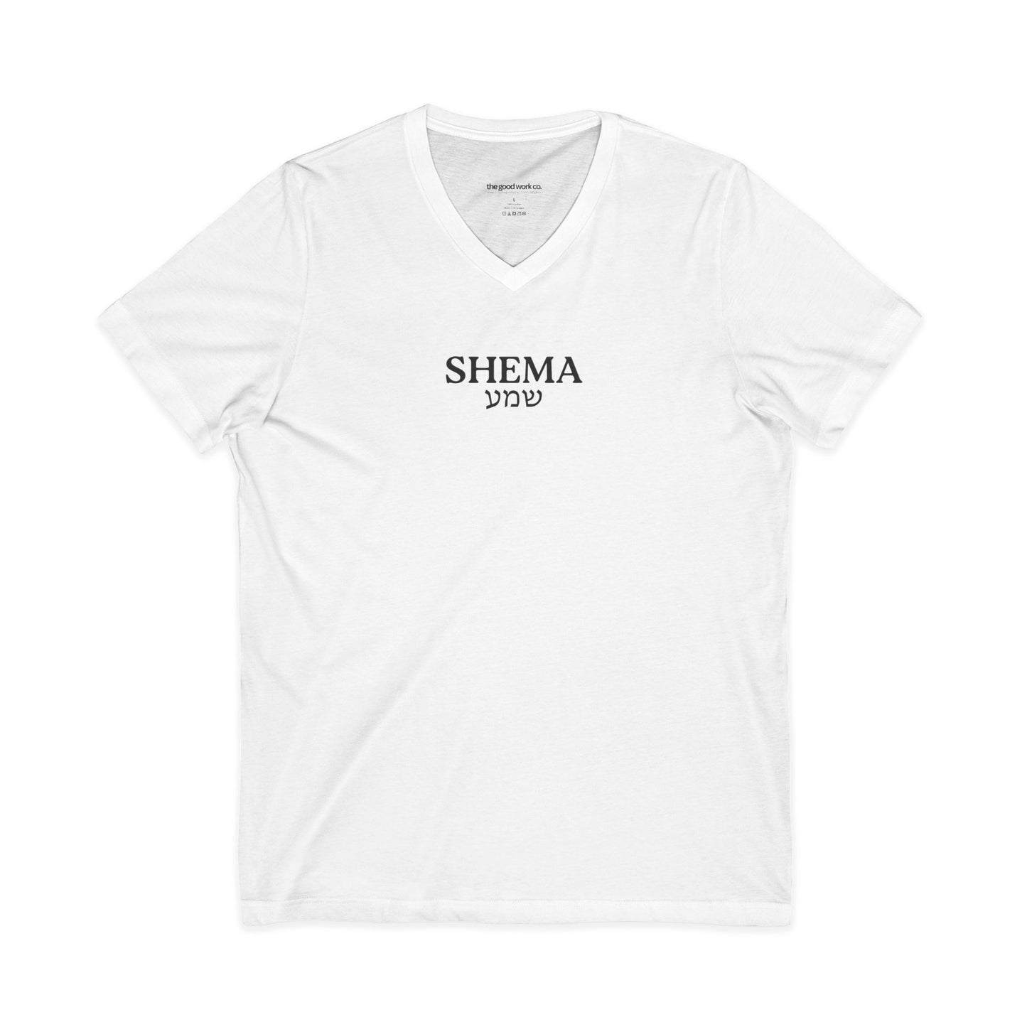 Shema Adult V-Neck Tee — White