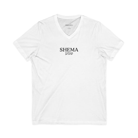 Shema Adult V-Neck Tee — White