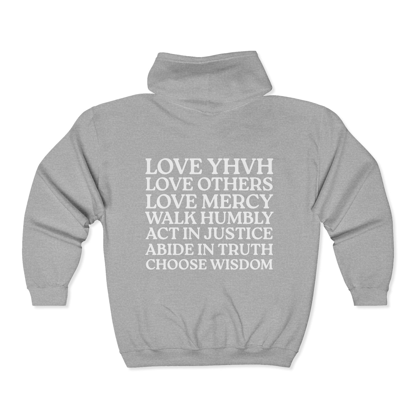 Love YHVH Full-Zip Hoodie — Grey