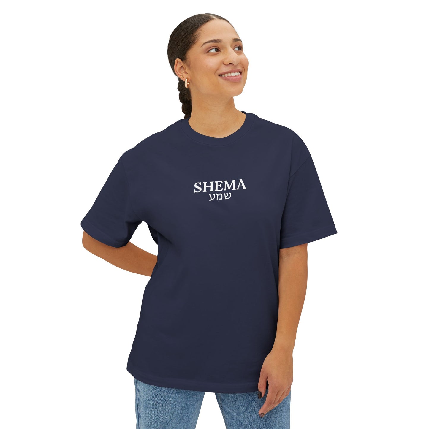 Shema Oversized Adult Tee — Navy