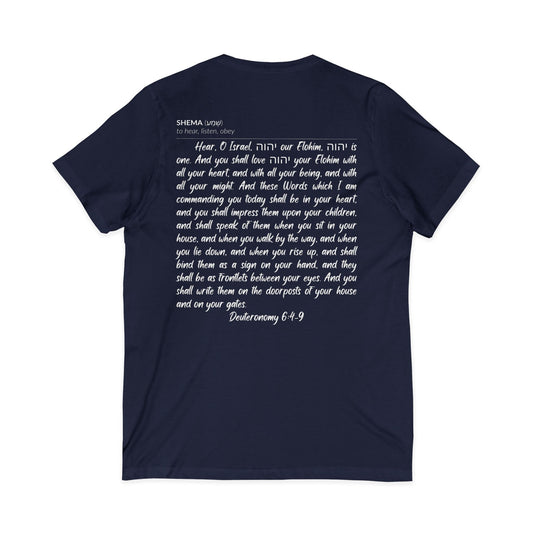 Shema Adult V-Neck Tee — Navy