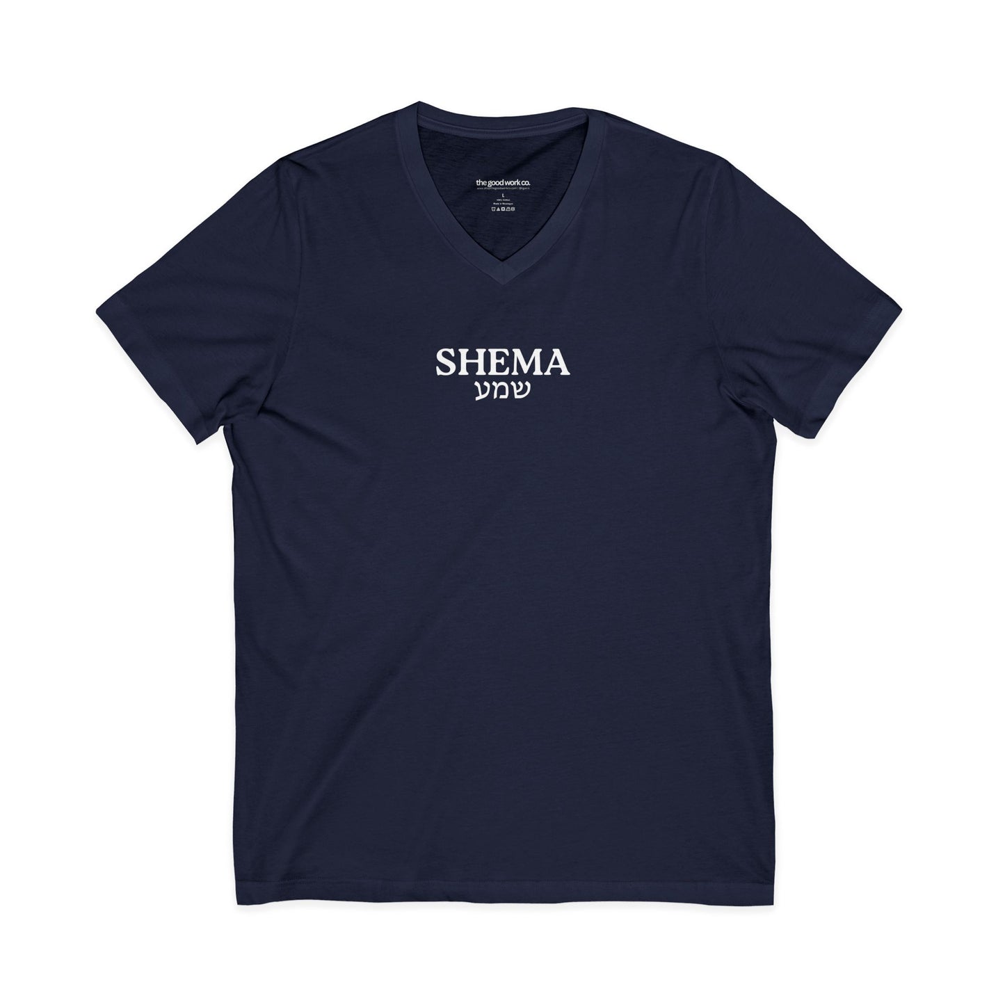 Shema Adult V-Neck Tee — Navy