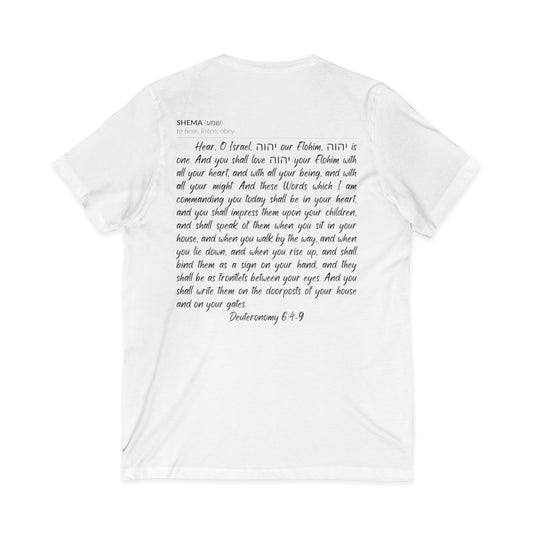 Shema Adult V-Neck Tee — White