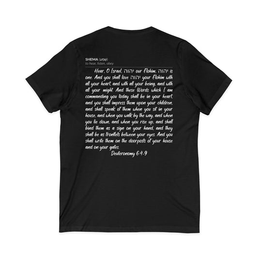 Shema Adult V-Neck Tee — Black