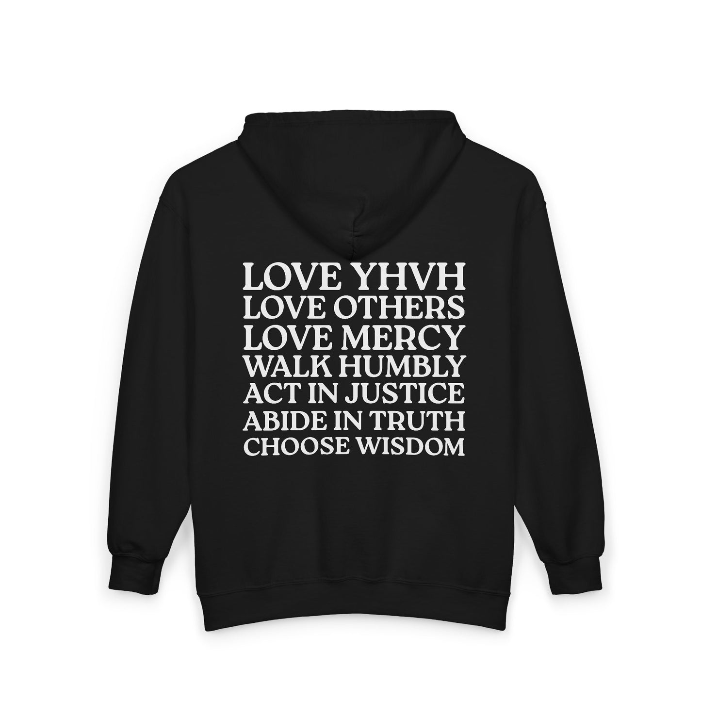Love YHVH Full-Zip Hoodie — Black